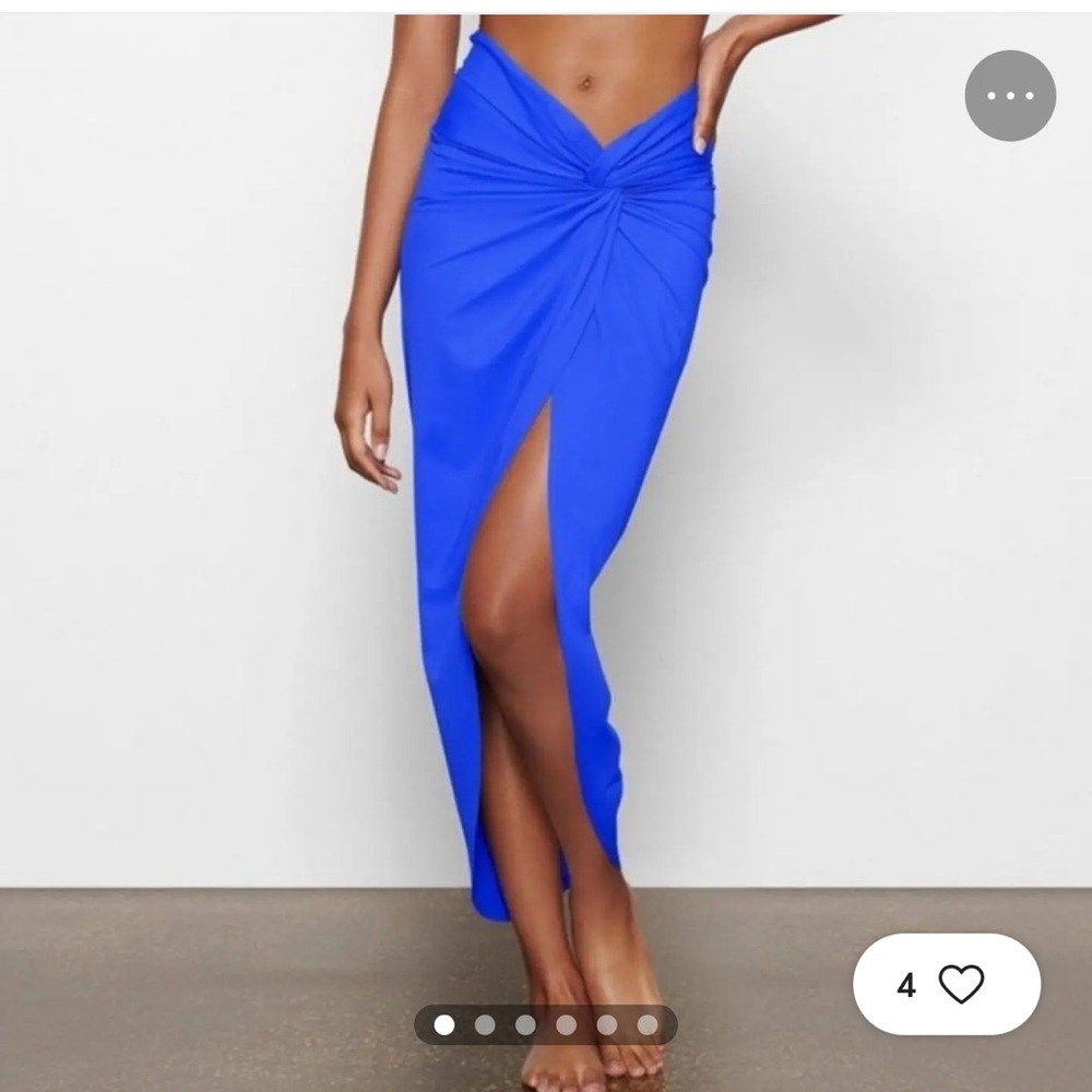 SKIMS Cobalt Blue Swim Sarong Skirt Sz M Limited Drop